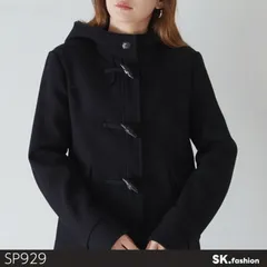 訳あり MUJI 無印良品 ロングコート 長袖 ダッフルボタン フード付き ウール混 カジュアル 　ブラック　 【SP929-00】 送料無料　古着　レディース