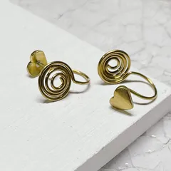 Heart&Rolling Round真鍮Brassイヤーカフ【eec56】