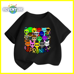 スプランキー sprunki 半袖Tシャツ 薄手トップス 黒ブラック インクレディブル　ゲーム 90 100 110 120 130 140 150 160 子供服キッズ服