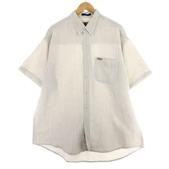 古着 90年代 ラルフローレン Ralph Lauren CHAPS チャップス ストライプ柄 半袖 コットン×リネン ボタンダウンシャツ メンズXL/eaa446589
