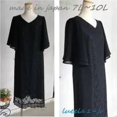 喪服でも使える総レースのパーティードレス《7L～10L》ブラックフォーマルワンピース 礼服　日本製　125800-3