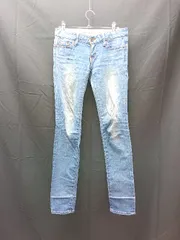 ◇ MOUSSY マウジー ダメージ加工 スキニータイプ デニムパンツ サイズ24 ブルー レディース E  【1304050022500】