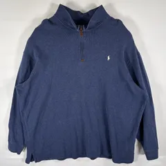 古着 ポロバイラルフローレン Polo by Ralph Lauren スウェット ハーフジップ トレーナー ワンポイント刺繍ロゴ 3XB  ネイビー メンズ