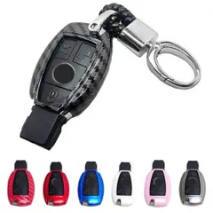 メルセデス ベンツ リアルカーボン調 スマートキーケース キーカバー キーホルダー アクセサリー メンズ レディース おしゃれ 保護カバー キーレスカバー 傷防止 車 黒 赤 青 白 ピンク CLA CLS GLA GLC Aクラス Bクラス Cクラス