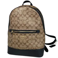 コーチ COACH シグネチャー リュックサック バックパック デイパック リュック コーティングキャンバス ブラウン ブラック C5679 レディース 【中古】