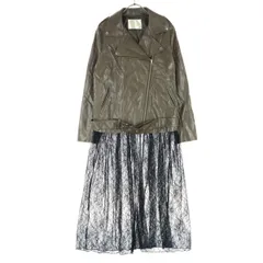 美品 AS KNOW AS ANY WEAR アズノウアズ エニーウェア 長袖 レーススカート フェイク レザージャケット ブラウン系 レディース 古着