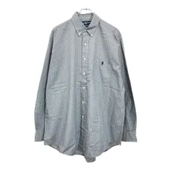 90年代 RALPH LAUREN ラルフローレン YARMOUTH ボタンダウン 長袖シャツ チェック グレー(メンズ 16 1/2)中古 古着 U7445