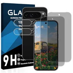 【2枚覗き見防止フィ+2枚レンズ保護 】対応 Google Pixel 9 pro ガラスフィルム 横から見えない グーグルピクセル9 pro フィルム 覗き見防止【 日本旭硝子製 強化ガラス 液晶 保護フィルム 硬度9H 耐衝撃 飛散防止 3D Touc 1のサムネイル