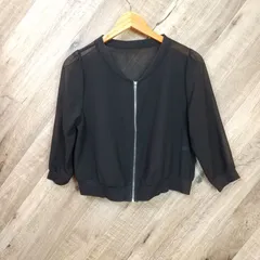 M1-02030 【Women】IRLESMART(アイ・ライズマート) 長袖 シースルージャケット (M) /黒 襟元に色褪せ有 タグに切り取り有