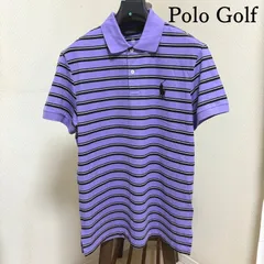 ラルフローレン メンズゴルフウェア ポロゴルフ メンズ ゴルフシャツ ポロシャツ   半袖 パープル ボーダー M