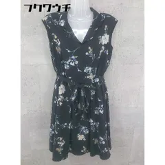◇ ◎ PROPORTION BODY DRESSING ウエストリボン付き 花柄 ノースリーブ 膝丈 ワンピース サイズ3 ブラック系 レディース 【中古】 【1002802188152】