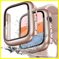 【数量限定】高透過率 耐衝撃 装着簡単 超薄型 全面保護 指紋防止 PC素材 一体型 ガラスフィルム アップルウォッチ保護カバー 傷防止 44mm SE2/6/SE/5/4 series 防水ケース ローズゴールド 用 Watch Apple 【2021防水設