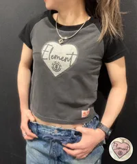 【ムラスポ公式】新品 ELEMENT エレメント 半袖 Tシャツ レディース ミニTシャツ ラグラン ショート丈 ハートロゴ BF02C-254