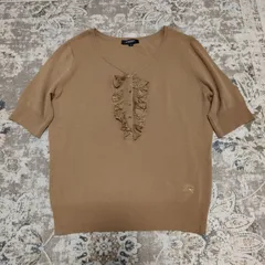 BURBERRY　バーバリー　シルク混ニット　セーター　ブラウンカラー　2サイズ　レディース　ハイゲージニット　半袖　フリル　ホースロゴ
