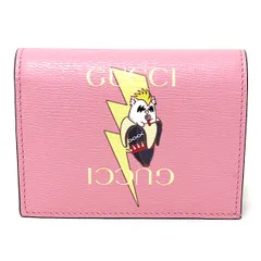 【付属品あり】【新品未使用】GUCCI財布ばなにゃ　二つ折り財布　ミニ財布 GUCCI 二つ折り 財布 ばなにゃ コラボ 桜餅 レザー グリーン