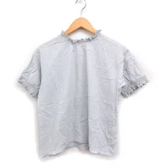サマンサモスモス SM2 フリル シャーリング ブラウス 半袖 綿麻 F ライトグレー /FT3