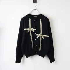 2022AW ジェーンマープル Jane Marple Crossed velvet ribbon cardigan ベロアリボン カーディガン M/ブラック【2400014443967】