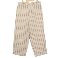 H.S EQUIPMENT(ハバーサック エキップメント) 100%リネン シンチバック ストライプ スラックス パンツ サイズ2 古着