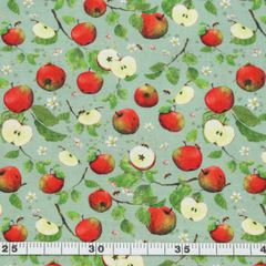 ドイツ acufactum プリント生地【20cm切り売り】りんごの収穫　アップル