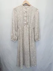 ◇ ⊂ OLIVE des OLIVE 小花柄 長袖 ロング ワンピース サイズF ホワイト ベージュ マルチ レディース E  【1411130019081】