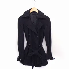 エゴイスト EGOIST チェスターコート アウター ダブル レース ミディ丈 コットン 綿 2 ブラック 黒 /FT38