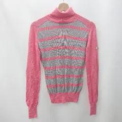 ◇ Θ callaway キャロウェイゴルフ ボーダー 長袖 ハイネックリブニット サイズM ピンク系 レディース E  【1506130001669】