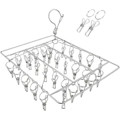 DUOFIRE ピンチハンガー 物干しハンガー 30ピンチ ステンレスハンガー 洗濯用品 ランドリーグッズ からみにくい 防風フック 頑丈 収納便利 (1本) 1