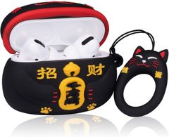 カラビナ付き 耐衝撃 衝撃吸収 おしゃれ全面保護 シリコン チェーン 可愛い 招き猫 2用ケース Pro/Pro AirPods OwnestX