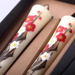 【10cm】四季の花ろうそく 2本入【梅】 ／ 全19種 ウメ 手描き 越後 新潟県 蝋燭 和柄 絵ろうそく 小池ろうそく店【メール便】