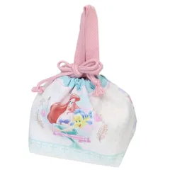 【メール便】リトルマーメイド ランチ巾着 マチ付き巾着 アイボリー 新入学 ディズニープリンセス アートウエルド お弁当入れ キャラクター グッズ 