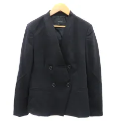 22オクトーブル 22 OCTOBRE ノーカラージャケット ミドル丈 ダブルボタン 総裏地 ウール 40 紺 ネイビー /YK21 ■MOのサムネイル