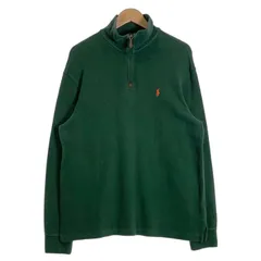 POLO RALPH LAUREN ポロラルフローレン スタンドカラー ハーフジップ ロングスリーブ コットン トレーナー グリーン Size L