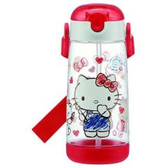 スケーター skater ワンタッチ プラスチック ストロー 直飲み 軽量 水筒 クリアボトル 480ml ハローキティ スケッチ かわいい 入園 入学 プレゼント 子供 こども 誕生日 女の子 男の子 新学期 送料無料 飲みやすい シリコンストロー