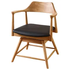 関家具 ダイニングチェア ロジャー 回転 オーク色 座面 合皮-ブラック 322403 サイズ:幅55.6×奥行47×高さ73.5×座面高42㎝