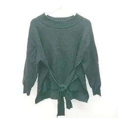 ◇ AZUL<!-利用不可文字-!>BY MOUSSY シンプル 無地 ウエストリボン 長袖 ニット サイズS ブラック レディース E  【1308160057186】