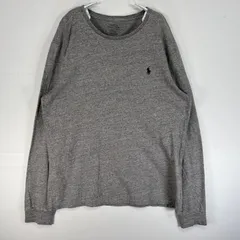 古着 ポロ・ラルフローレン POLO RALPH LAUREN 長袖Tシャツ ロゴ 刺繍 クルーネック カスタムフィット L  グレー 無地 メンズ