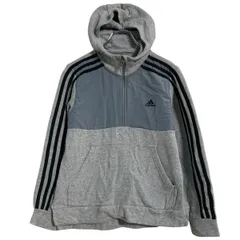 adidas ロゴスウェット パーカー キッズ150～ グレー アディダス スポーツ ハーフジップ 古着卸 アメリカ仕入 a701-5873