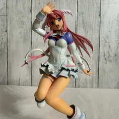 [値下げ交渉歓迎][アニメフィギュア][美少女フィギュア] 躍動感あふれる ピンク髪 白い衣装 学生服風 台座付き 中古品 希少品 即購入OK 2.7009