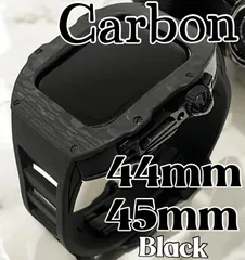 黒　アップルウォッチバンド ラバーベルト カバー　ステンレス Apple Watch ケース 44・45㎜カーボン メンズ レディース