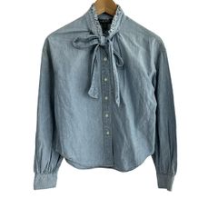 RalphLauren(ラルフローレン) 長袖シャツブラウス サイズXS レディース - ライトブルー デニム/フリル