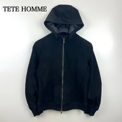 TETE HOMME 00s y2k archive sheepskin leather hoodie jacket 5 M テットオム 羊革 フードジップジャケット アーカイブ ダブルジップ 平成 お兄系 短丈