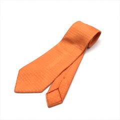 美品 HERMES エルメス ファソネH H織り 柄 シルク SILK100％ ネクタイ ビジネス フォーマル ファッション 小物 グッズ オレンジ a9295