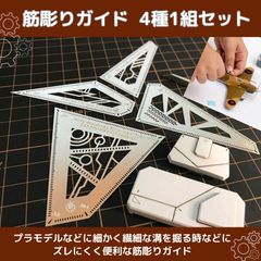 スジボリ プラモデル スジボリガイド 角度測定 テンプレート 4種1組セット