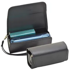 プルプラ アイコスイルマ対応 PU レザーケース ILUMA専用 まとめて収納 耐衝撃 傷つき防止 ハンドストラップ付き ブラック