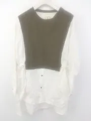 ◇ CRAFT STANDARD BOUTIQUE 長袖 ブラウス カットソー サイズF ホワイト カーキ系 レディース P  【中古】 【1212190001227】