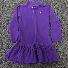 ポロ キッズ ONE PIECE 長袖 Tシャツ 100-110 サイズ パープル フリル