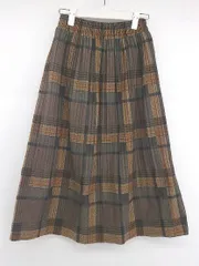 ◇ ABITOKYO チェック ウエストゴム 膝下丈 プリーツ スカート サイズM ブラウン マルチ レディース E  【中古】 【1305160003083】