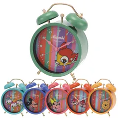 置き時計 目覚まし レトロ ディズニー （ ヒューイ デューイ ルーイ バンビ ミッキー ミニー チップ＆デール プーさん 時計 目覚まし時計 アナログ 連続秒針 アラーム かわいい お洒落 キャラクター ）