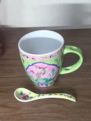 スプーン付きマグカップ　ライトグリーン