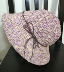 手編み　ハンドメイド　バケットハット紫